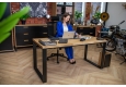 DEERHORN® Kancelársky stôl z dubového dreva a čierneho kovu bez zásteny