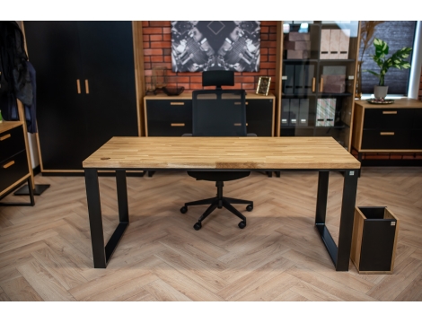 DEERHORN® Kancelársky stôl z dubového dreva a čierneho kovu bez zásteny