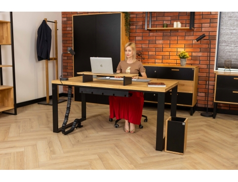 DEERHORN® Kancelársky stôl z dubového dreva a čierneho kovu bez zásteny