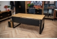 DEERHORN® Kancelársky stôl z dubového dreva a čierneho kovu so zástenou