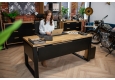 DEERHORN® Kancelársky stôl z dubového dreva a čierneho kovu so zástenou