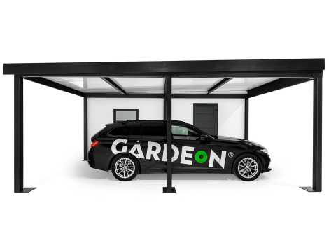 GARDEON® Garáž s dverami Hörmann, oknom a ľavým prístreškom