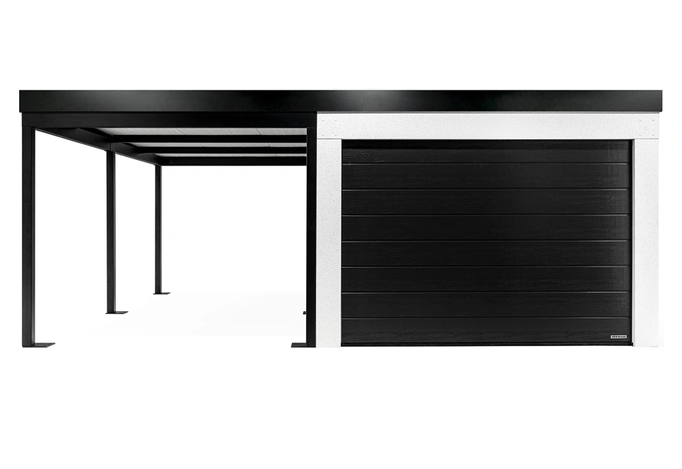 GARDEON® Garáž s dverami Hörmann, oknom a ľavým prístreškom