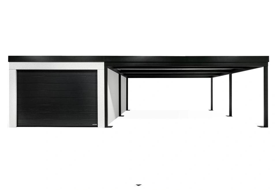 GARDEON® Garáž s dverami Hörmann, oknom a pravým prístreškom