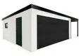 GARDEON® Garáž s dverami Hörmann, oknom a pravým prístreškom