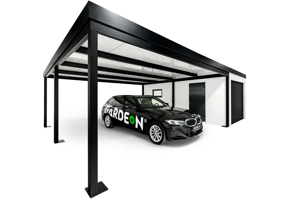 GARDEON® Garáž s dverami Hörmann, oknom a prístreškom