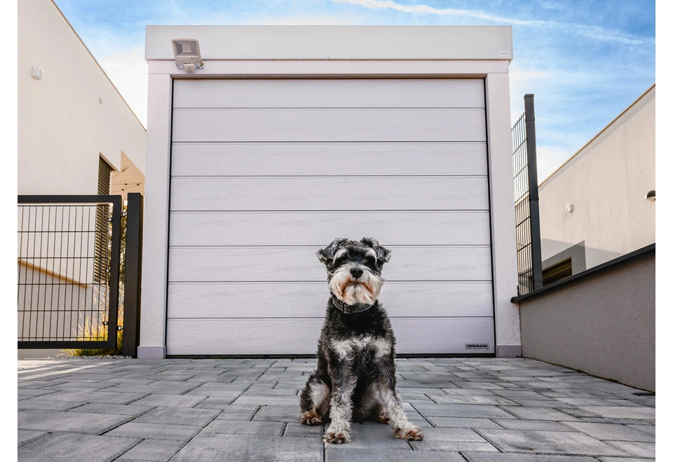 GARDEON® Garáž s dverami Hörmann, svetlíkom a prístreškom vzadu