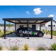 GARDEON® Garáž so sekcionálnou garážovou bránou Hörmann (2500 × 2125 mm) a prístreškom