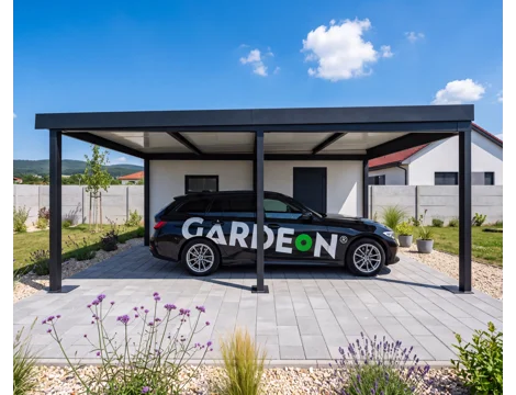 GARDEON® Garáž so sekcionálnou garážovou bránou Hörmann (2500 × 2125 mm) a prístreškom