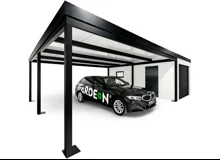 GARDEON® Garáž so sekcionálnou garážovou bránou Hörmann (2500 × 2125 mm) a prístreškom