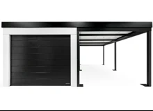 GARDEON® Garáž so sekcionálnou garážovou bránou Hörmann (2500 × 2125 mm) a prístreškom