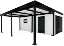 GARDEON® Garáž so sekcionálnou garážovou bránou Hörmann (3000 × 2125 mm) a prístreškom