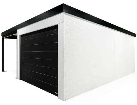 GARDEON® Garáž so sekcionálnou garážovou bránou Hörmann (3000 × 2125 mm) a prístreškom