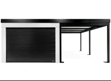 GARDEON® Garáž so sekcionálnou garážovou bránou Hörmann (3000 × 2125 mm) a prístreškom