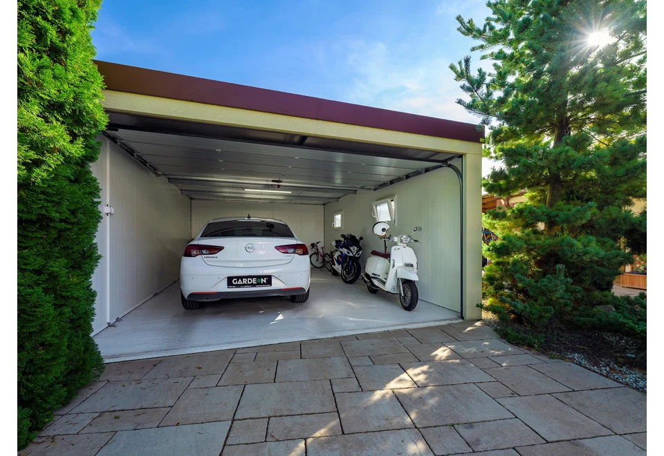 GARDEON® Garáž so sekcionálnou garážovou bránou Hörmann (4000 × 2125 mm)