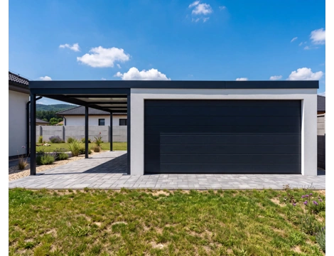 GARDEON® Garáž so sekcionálnou garážovou bránou Hörmann (5000 × 2125 mm) a prístreškom