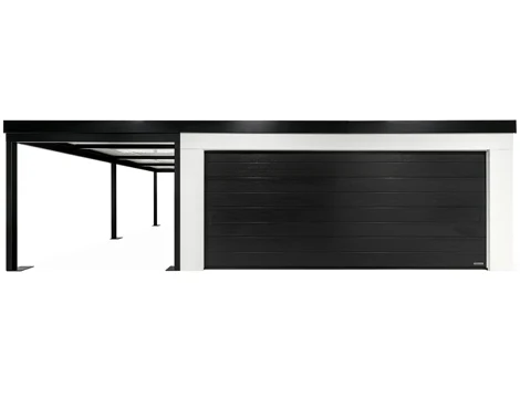 GARDEON® Garáž so sekcionálnou garážovou bránou Hörmann (5000 × 2125 mm) a prístreškom