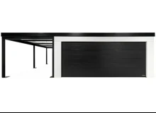 GARDEON® Garáž so sekcionálnou garážovou bránou Hörmann (5000 × 2125 mm) a prístreškom