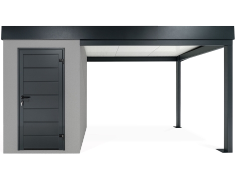 GARDEON® Mini záhradný domček s dverami Hörmann a pravým prístreškom