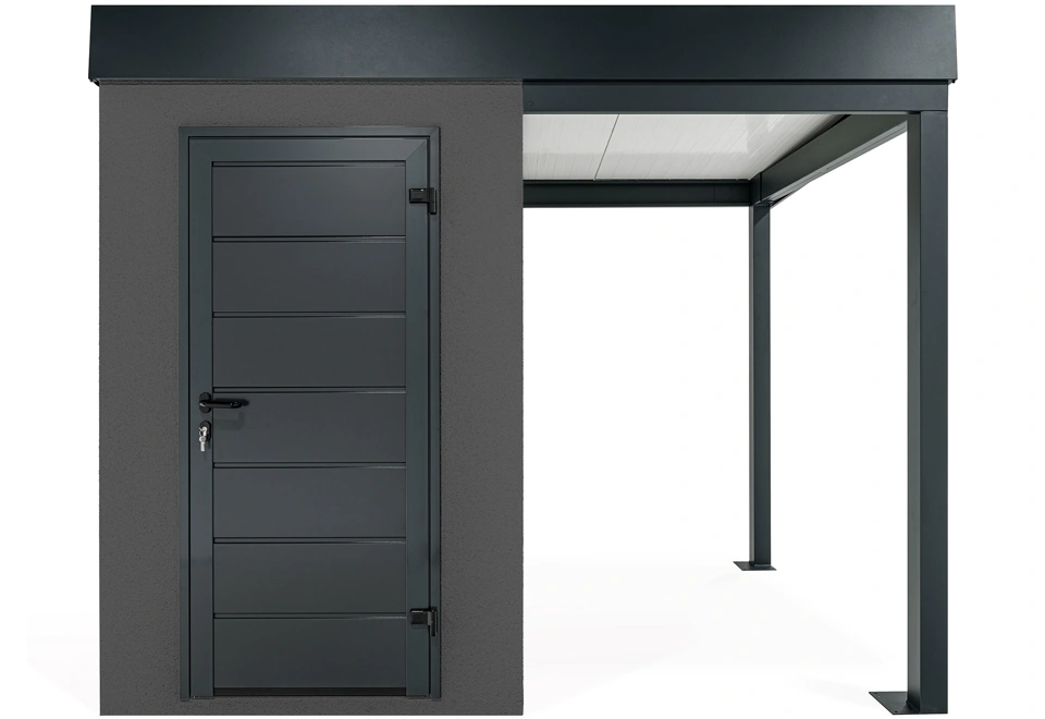 GARDEON® Mini záhradný domček s dverami Hörmann a pravým prístreškom