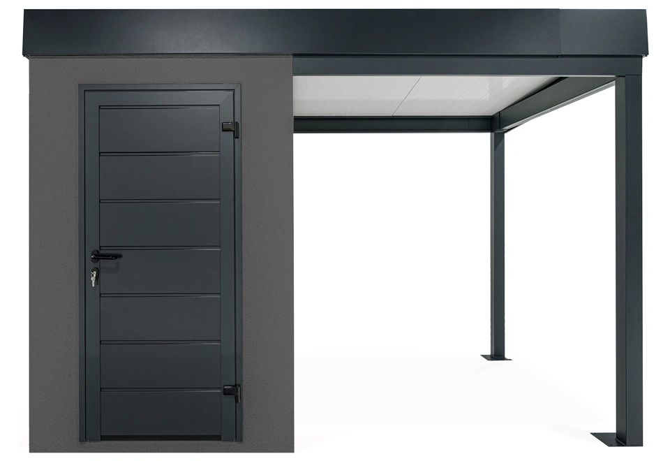 GARDEON® Mini záhradný domček s dverami Hörmann a pravým prístreškom