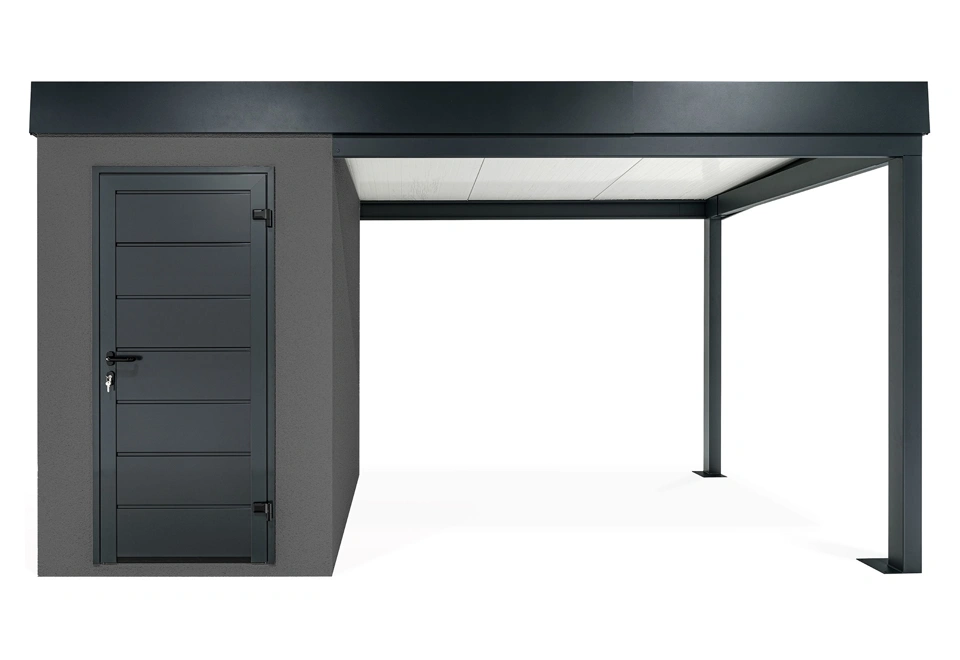 GARDEON® Mini záhradný domček s dverami Hörmann a pravým prístreškom