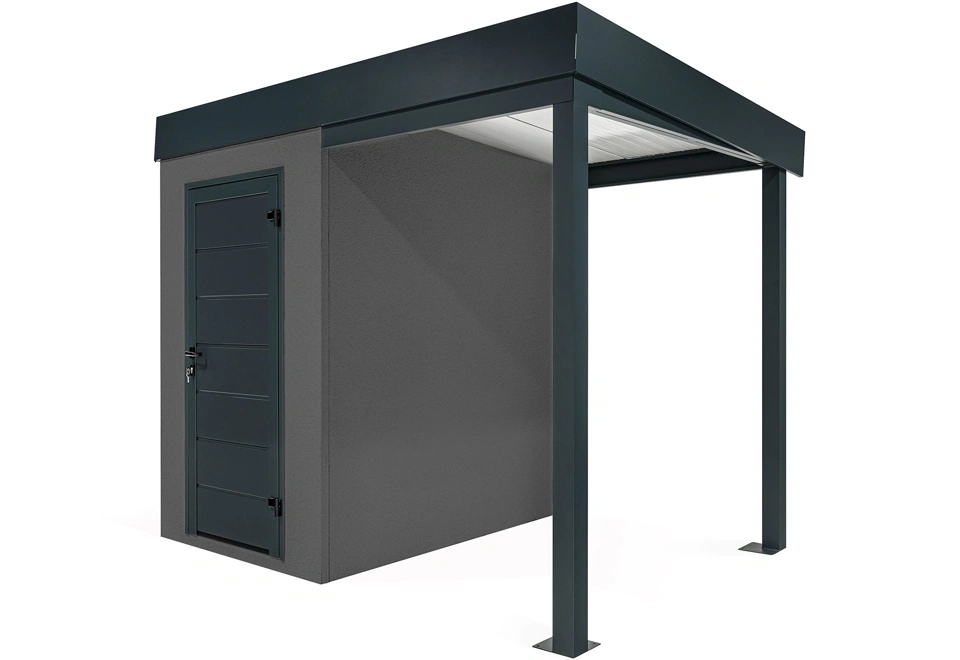 GARDEON® Mini záhradný domček s dverami Hörmann a pravým prístreškom