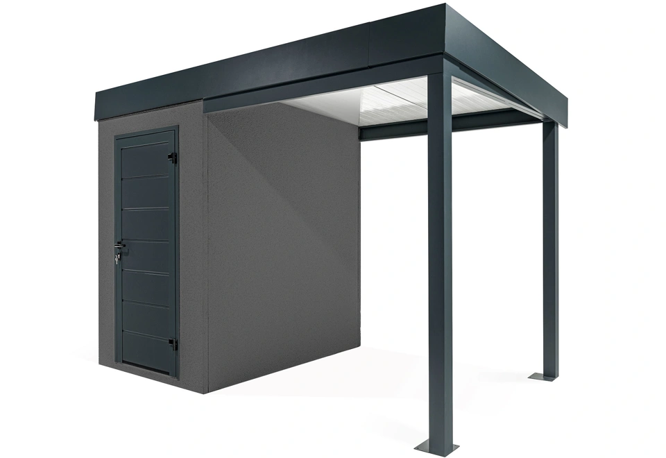 GARDEON® Mini záhradný domček s dverami Hörmann a pravým prístreškom