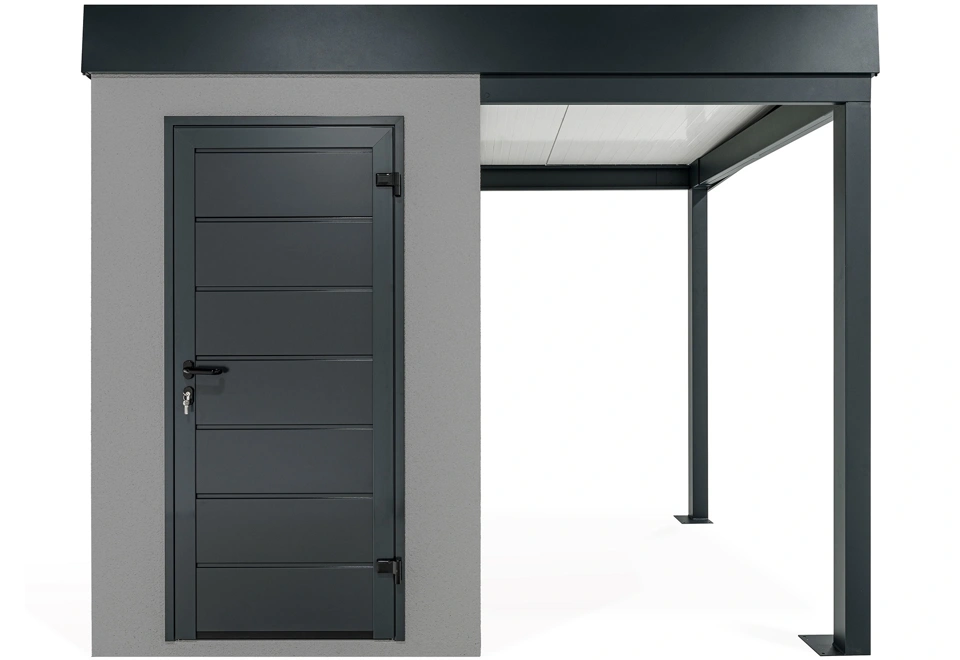 GARDEON® Mini záhradný domček s dverami Hörmann a pravým prístreškom