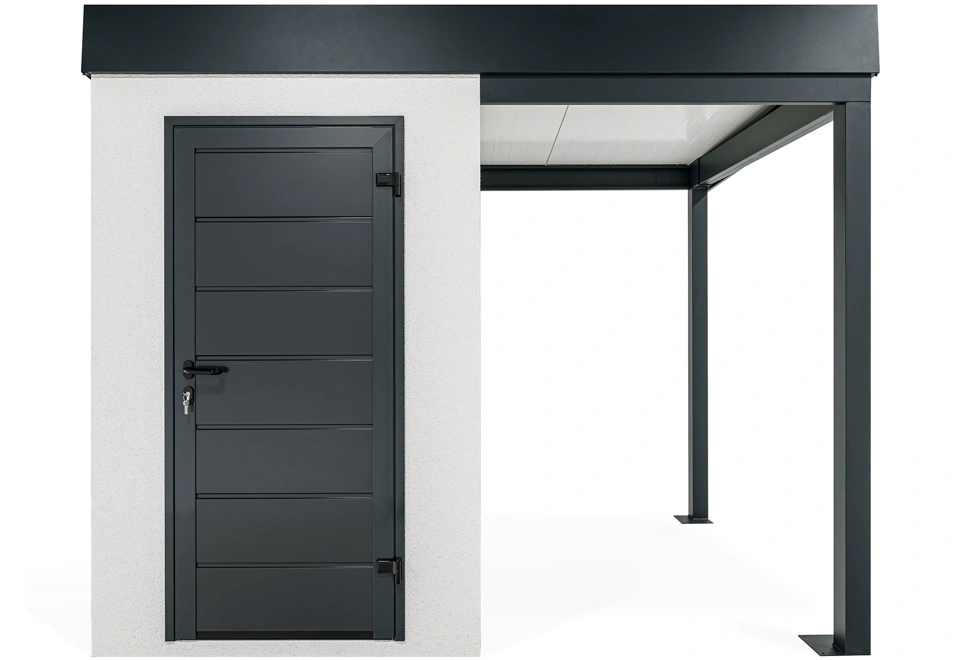 GARDEON® Mini záhradný domček s dverami Hörmann a pravým prístreškom