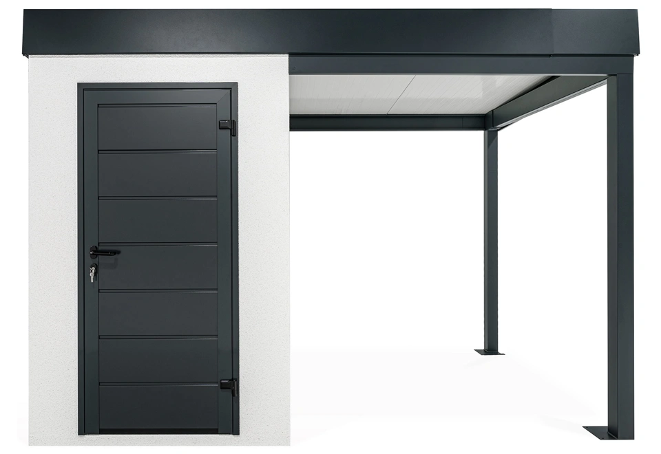 GARDEON® Mini záhradný domček s dverami Hörmann a pravým prístreškom