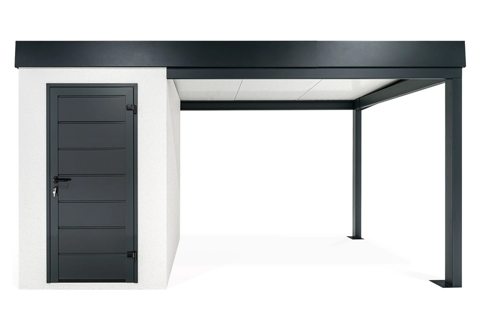 GARDEON® Mini záhradný domček s dverami Hörmann a pravým prístreškom