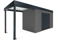 GARDEON® Záhradný domček s bezpečnou garážovou bránou Hörmann a ľavým prístreškom