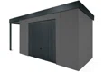GARDEON® Záhradný domček s bezpečnou garážovou bránou Hörmann a ľavým prístreškom