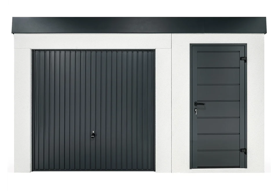 GARDEON® Záhradný domček s dverami a bezpečnou garážovou bránou Hörmann