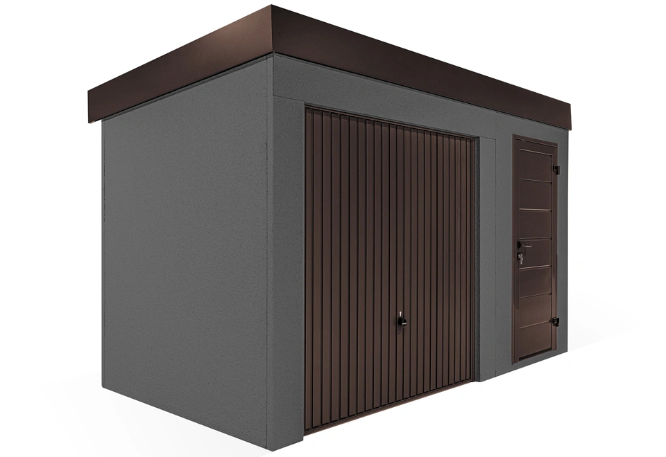 GARDEON® Záhradný domček s dverami a garážovou bránou Hörmann