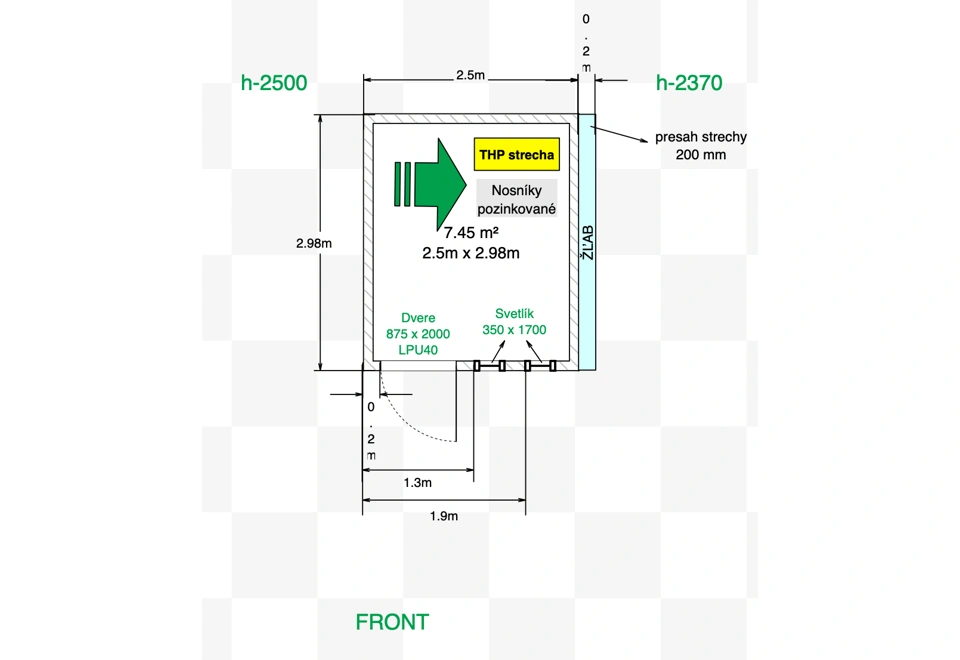 GARDEON® Záhradný domček s dverami Hörmann a dvomi svetlíkmi