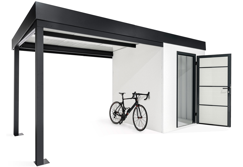 GARDEON® Záhradný domček s dverami Hörmann a ľavým prístreškom