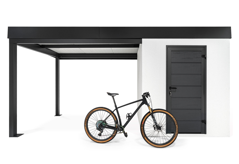 GARDEON® Záhradný domček s dverami Hörmann a ľavým prístreškom