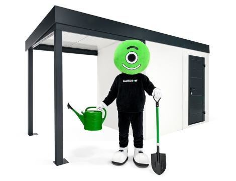 GARDEON® Záhradný domček s dverami Hörmann a ľavým prístreškom