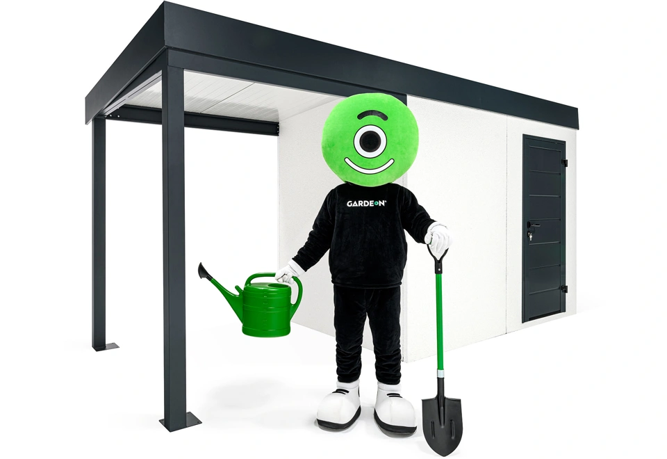 GARDEON® Záhradný domček s dverami Hörmann a ľavým prístreškom