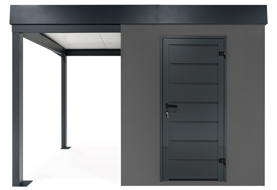 GARDEON® Záhradný domček s dverami Hörmann a ľavým prístreškom