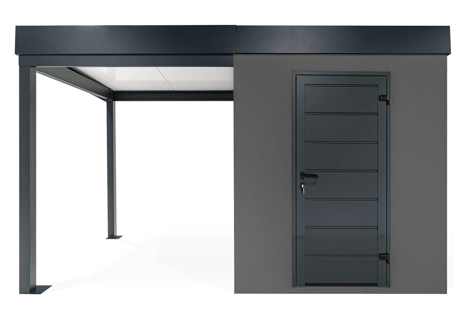 GARDEON® Záhradný domček s dverami Hörmann a ľavým prístreškom