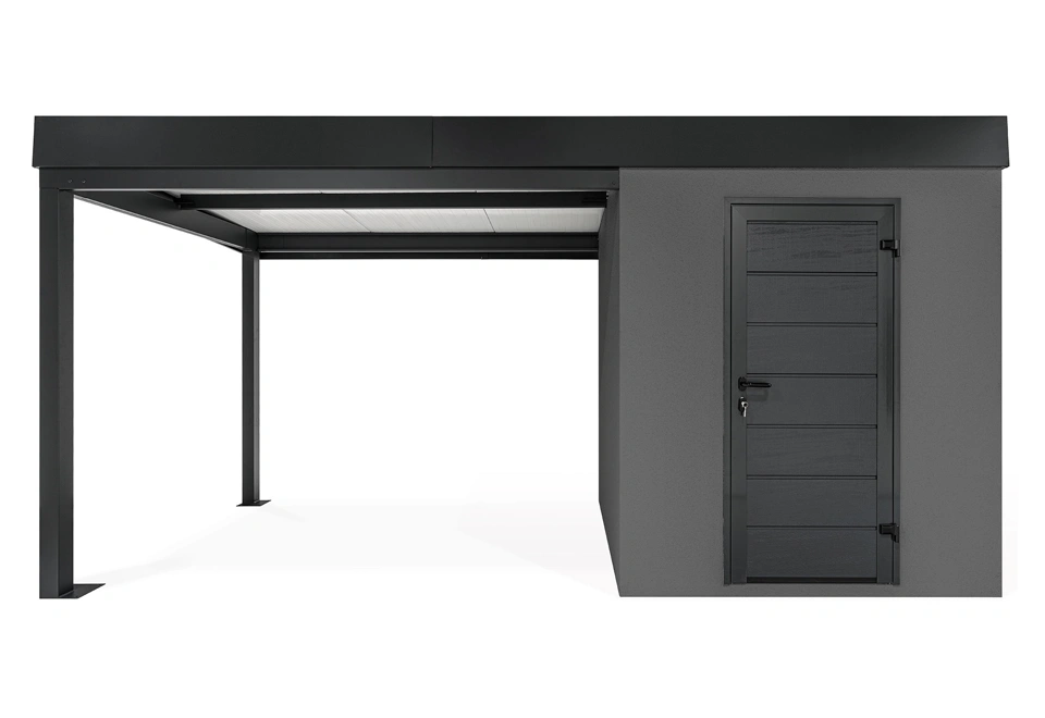 GARDEON® Záhradný domček s dverami Hörmann a ľavým prístreškom