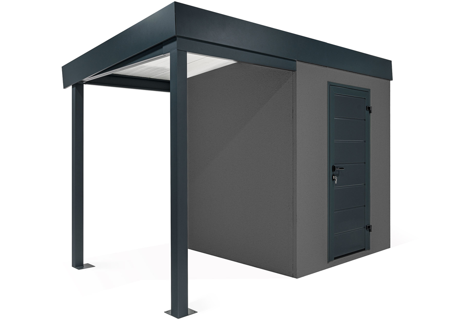 GARDEON® Záhradný domček s dverami Hörmann a ľavým prístreškom