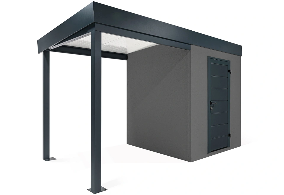 GARDEON® Záhradný domček s dverami Hörmann a ľavým prístreškom