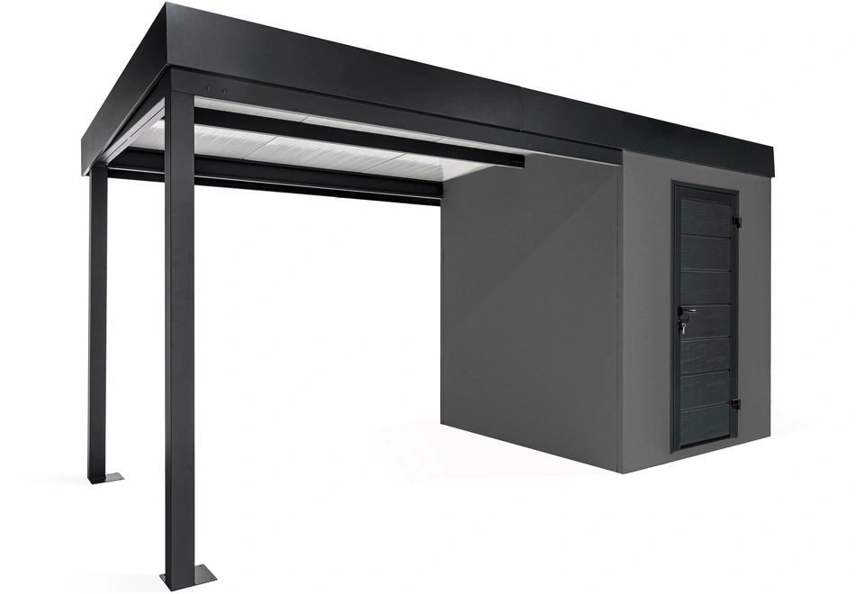 GARDEON® Záhradný domček s dverami Hörmann a ľavým prístreškom