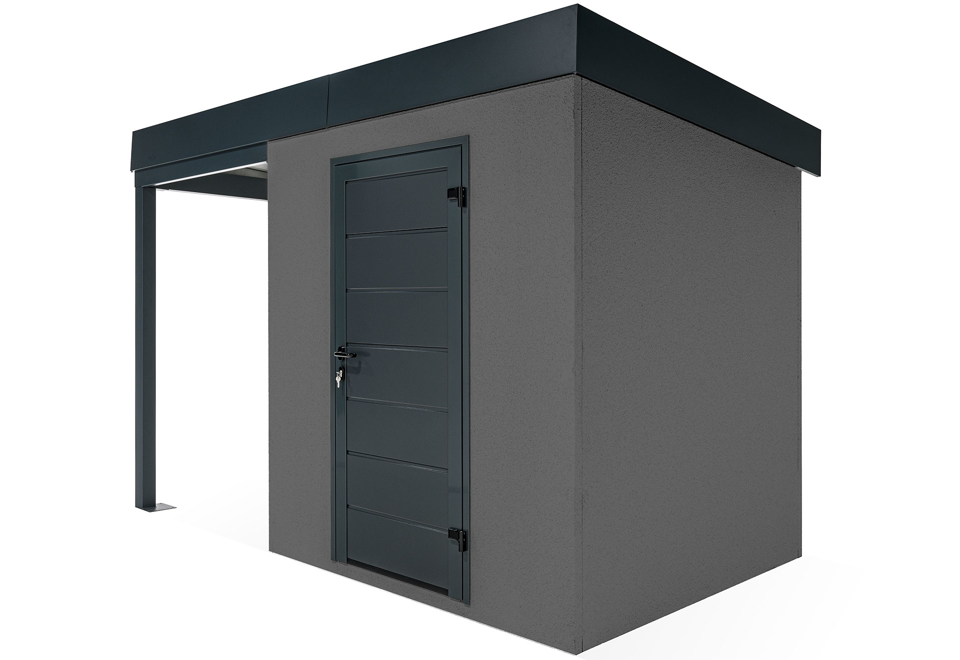 GARDEON® Záhradný domček s dverami Hörmann a ľavým prístreškom