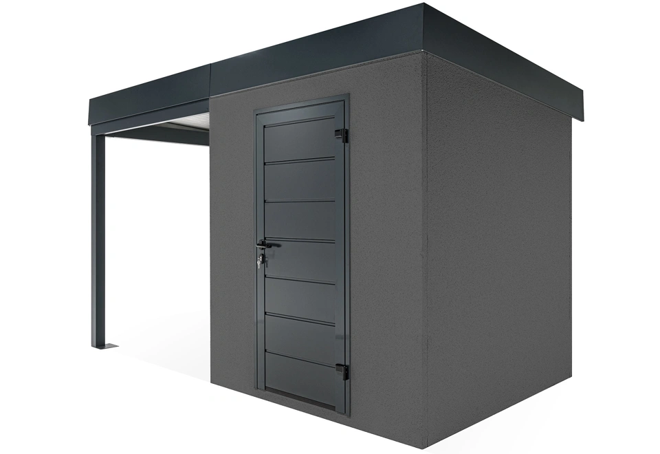 GARDEON® Záhradný domček s dverami Hörmann a ľavým prístreškom
