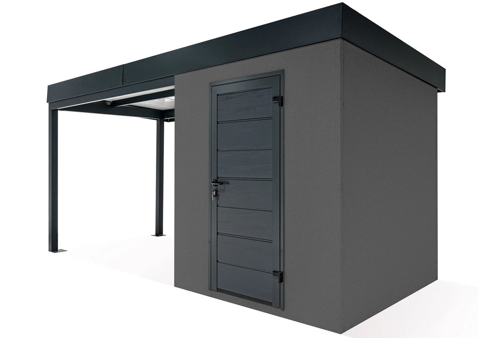 GARDEON® Záhradný domček s dverami Hörmann a ľavým prístreškom